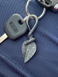 Forged leaf keychain