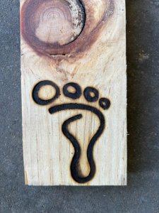 Footprint made with the branding iron