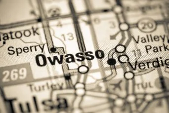 A picture of a map that highlights Owasso Oklahoma