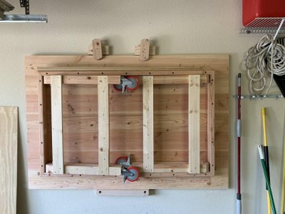Custom wall mounted fold up work bench